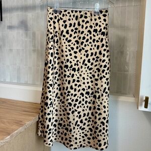 Animal Print Midi Slip Skirt